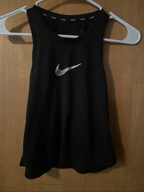 Kids Nike Black Tank with White Swoosh Logo